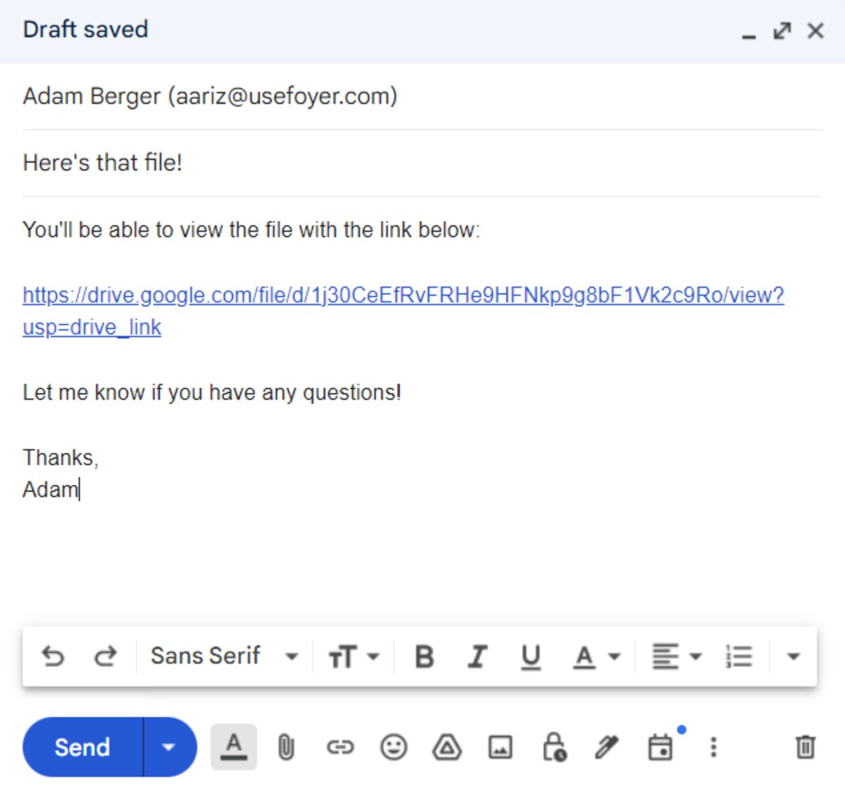 Sending a PDF file over gmail (email)