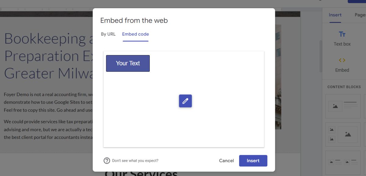 Previewing Embedded Code on Google Sites